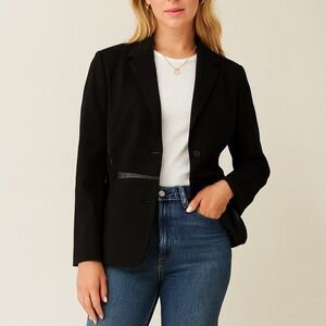 Doncaster Leather Trim Black Women's Blazer‎ Size 10